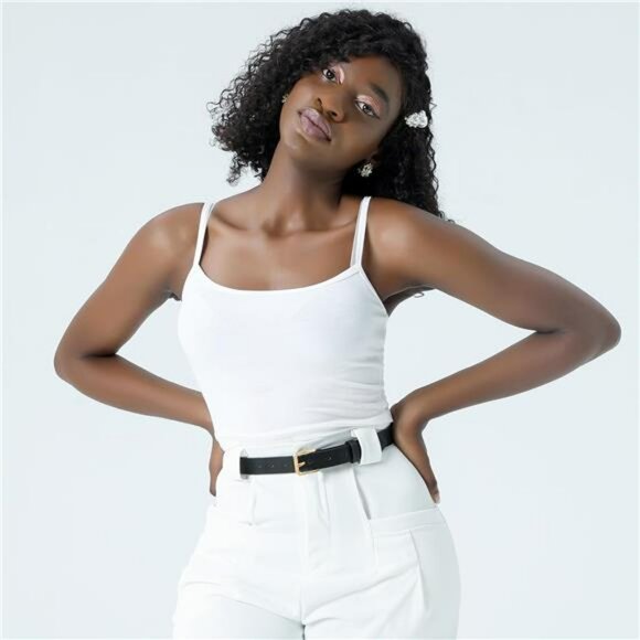 Womens Skinny Belts Set of 4 Gold Buckle Thin Waist Belts for Jeans Dress - Picture 2 of 7